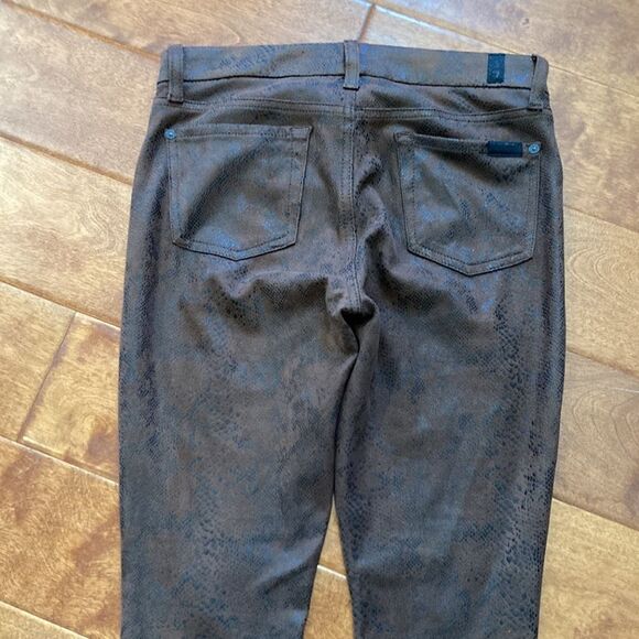 Seven for all mankind brown with black snake, skin, print skinny jeggings 26 - Picture 5 of 9